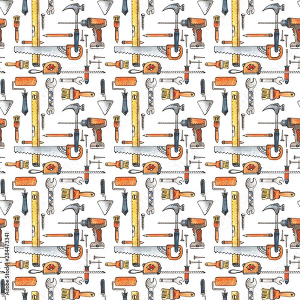 Obraz pattern with tools, tools for construction and repair