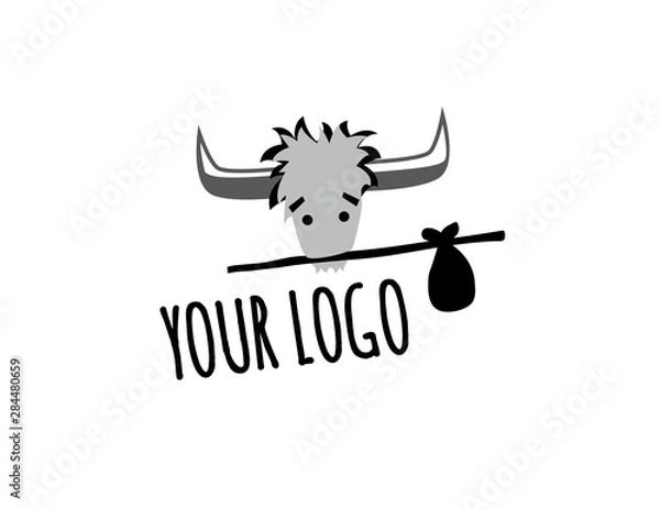 Obraz Traveling or Homeless Yak with Bindle