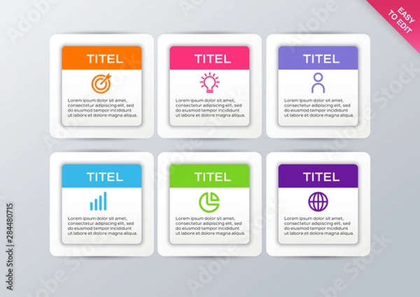 Fototapeta Presentation business infographic template with 6 options. Vector illustration.