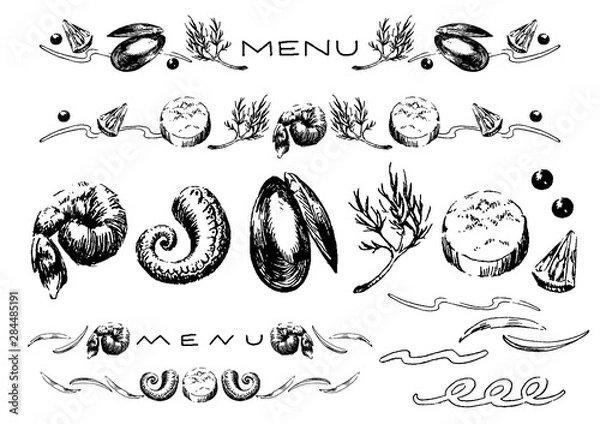 Obraz メニューや看板装飾 ペン画の食材 part2