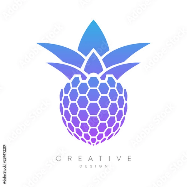 Fototapeta Vector design of a pineapple, its skin is in the shape of a beehive. Can be used for brands, labels, logos, or businesses in technology