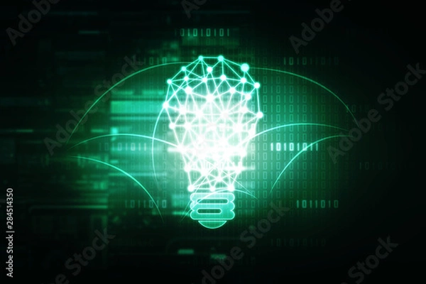 Fototapeta 2d illustration bulb future technology, innovation background, creative idea concept 