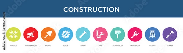 Obraz construction concept 10 colorful icons
