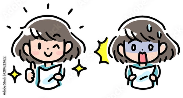 Obraz 喜んだりビックリしたりする学生さん アップ