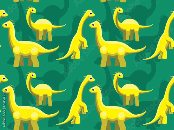 Fototapeta Dinosaur Cute Sonorasaurus Cartoon Background Seamless Wallpaper