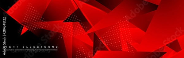 Fototapeta Triangular background. Abstract composition of 3D triangles. Modern geometric red background insulated black