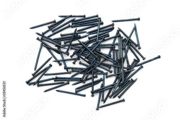 Fototapeta isolated heap of dark blue nails