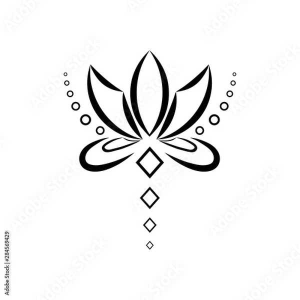 Obraz beautiful tattoo of a Lotus flower.tribal style.vector