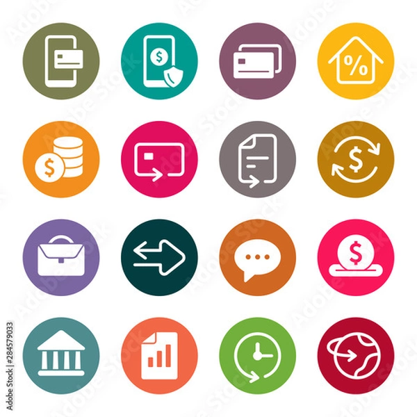 Obraz Online banking colourful vector icons