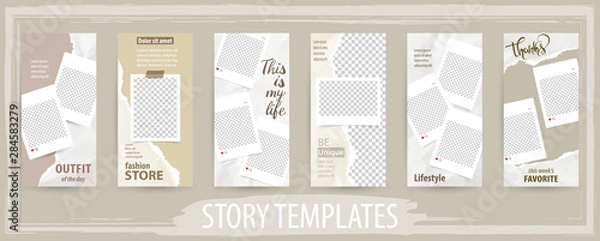 Fototapeta Trendy editable template for social networks stories, vector illustration.