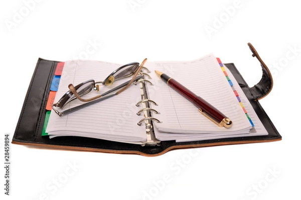 Obraz Planner, pen and eyeglasses