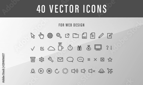 Fototapeta 40 modern line icons set for web design