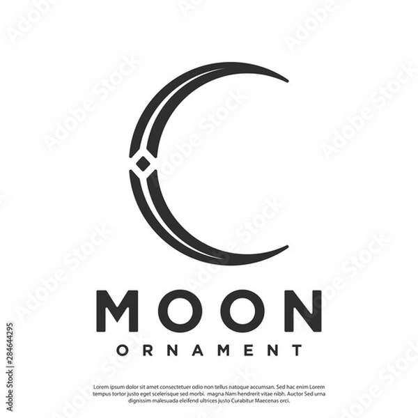 Fototapeta Simple moon vector logo with simple ornament lines
