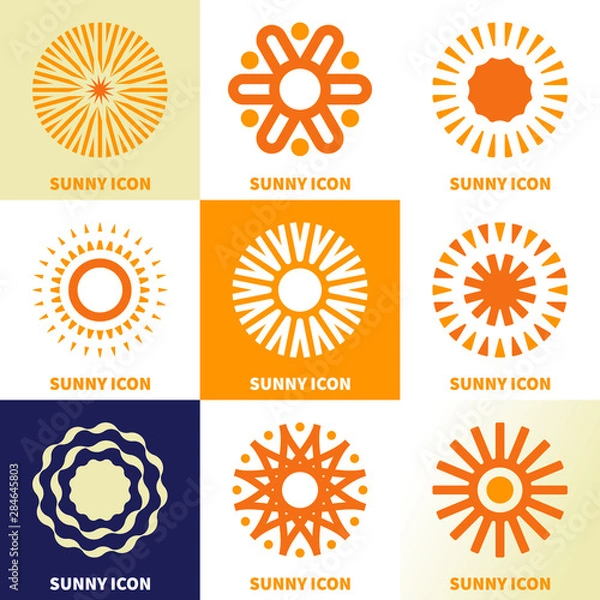 Obraz Abstrac sun logo icon set in linear style.