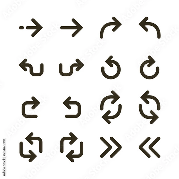 Fototapeta Line icons of arrows. Arrow symbol icons