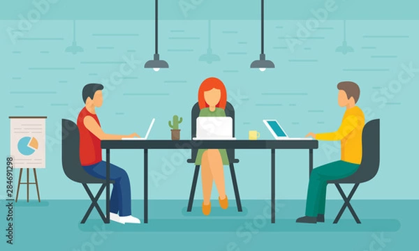 Fototapeta Coworking concept banner. Flat illustration of coworking vector concept banner for web design