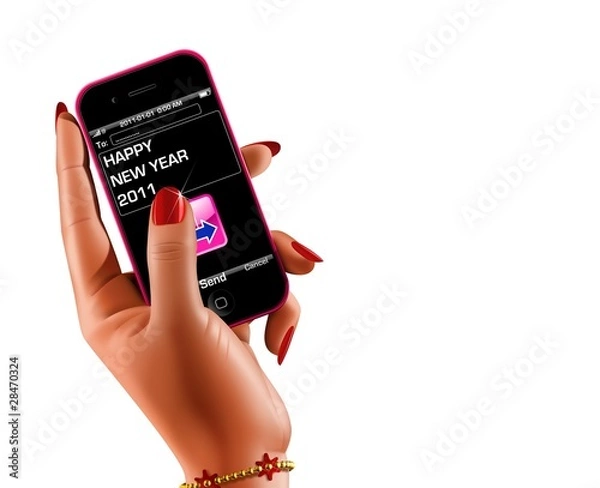 Fototapeta Happy New Year 2011 from smartphone