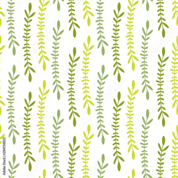 Fototapeta Nature seamless pattern. Green leaves pattern. Minimal nature print for wrapping, textile, wallpaper design.