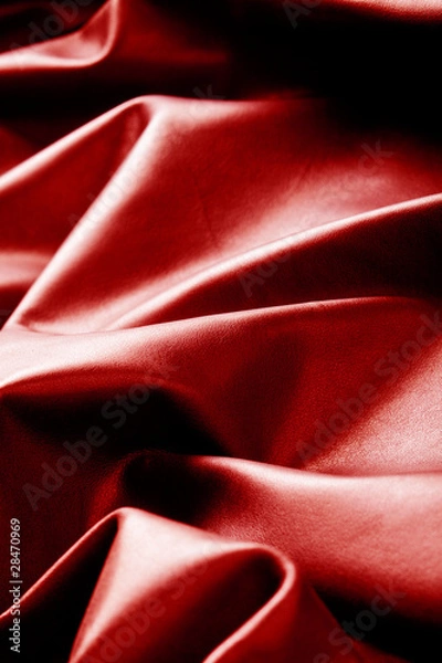 Fototapeta Close-up photo of red leather ripples