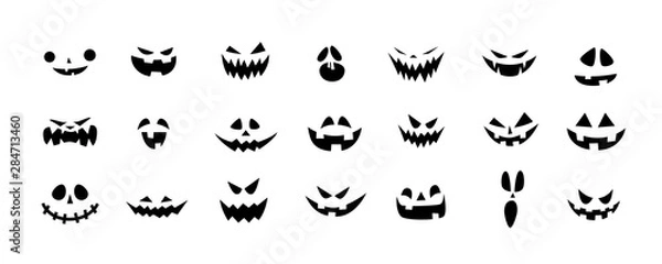 Fototapeta Zestaw Halloweenowych przerażających dyń. Upiorne przerażające dynie