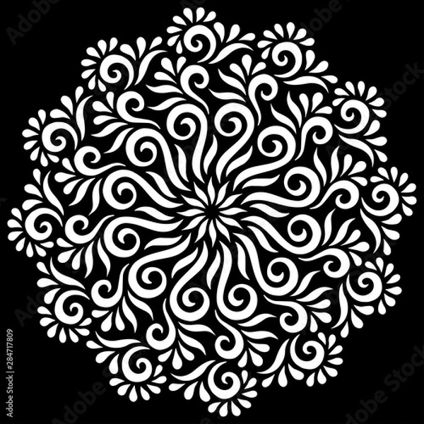 Fototapeta Pattern mandala white stencil doodles sketch