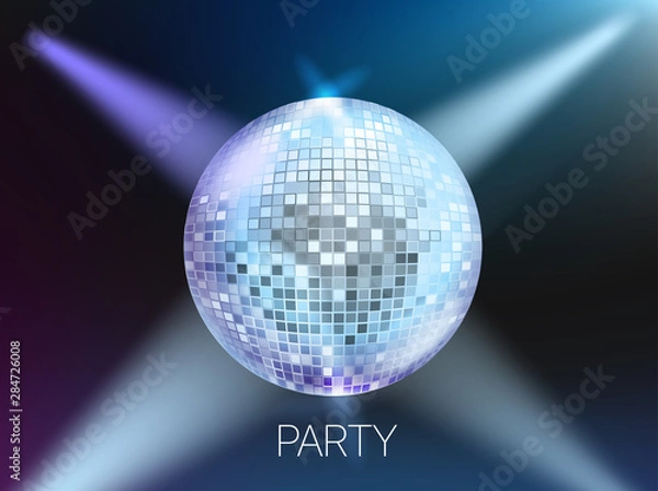 Fototapeta Disco party banner layout. Vector card template with copyspace