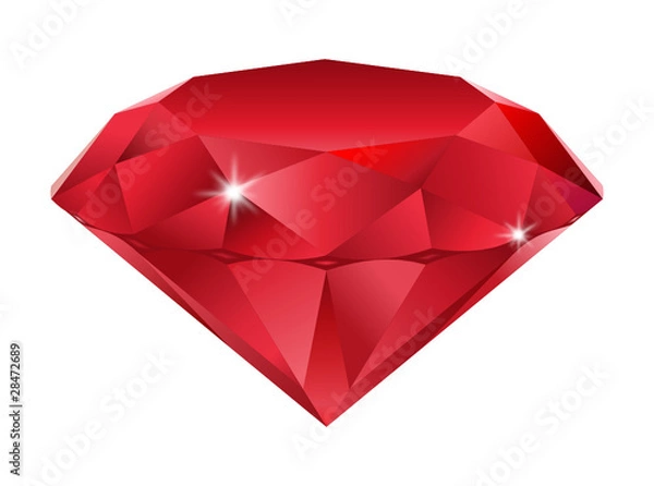 Obraz rubinowy na białym tle