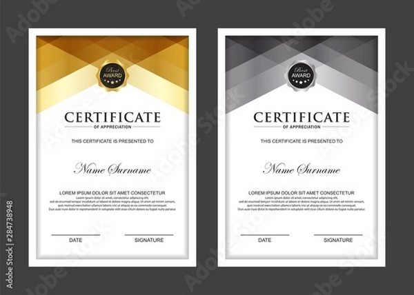 Obraz Certificate Premium set template awards diploma background vector modern value design and layout luxurious.cover leaflet elegant vertical Illustration