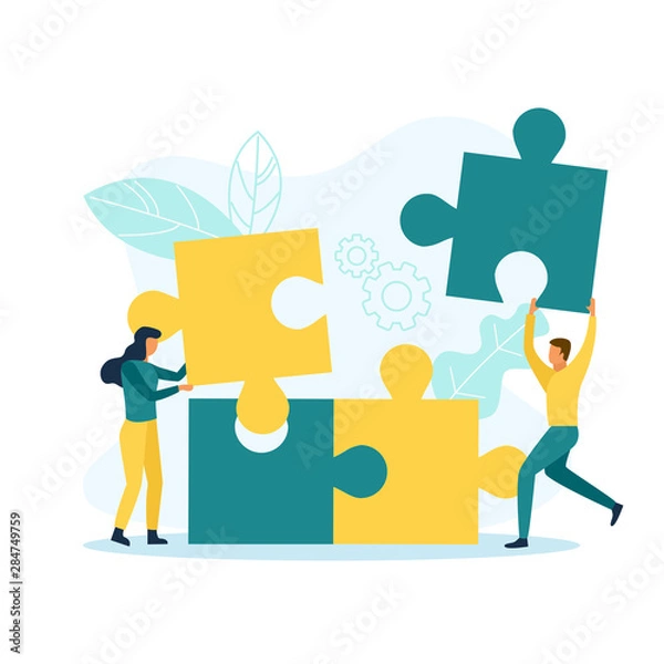 Fototapeta Business people with puzzle pieces
