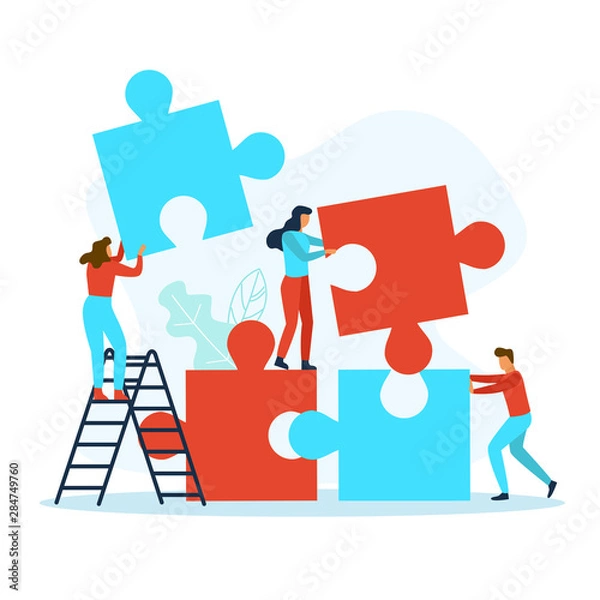 Fototapeta Business people with puzzle pieces
