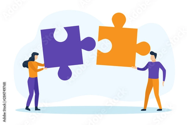 Obraz Business people with puzzle pieces