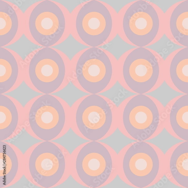 Fototapeta Abstract retro dotted flat seamless pattern with geometric garla