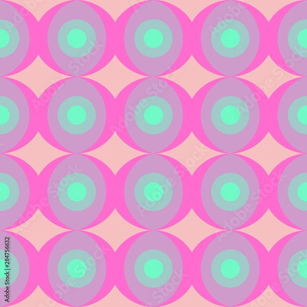 Fototapeta Abstract retro dotted flat seamless pattern with geometric garla