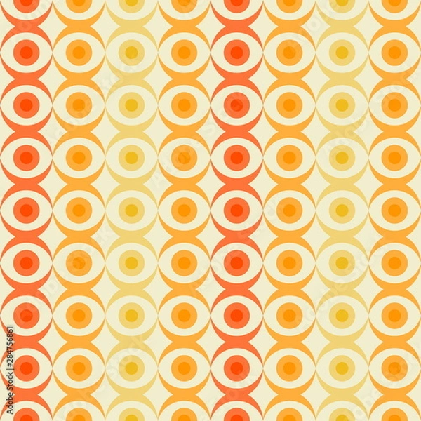 Fototapeta Abstract retro dotted flat seamless pattern with geometric garla