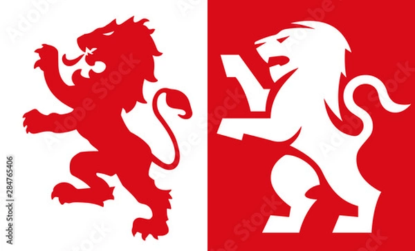Obraz ライオンの紋章 Lion Crest, old and new style heraldic vector emblem
