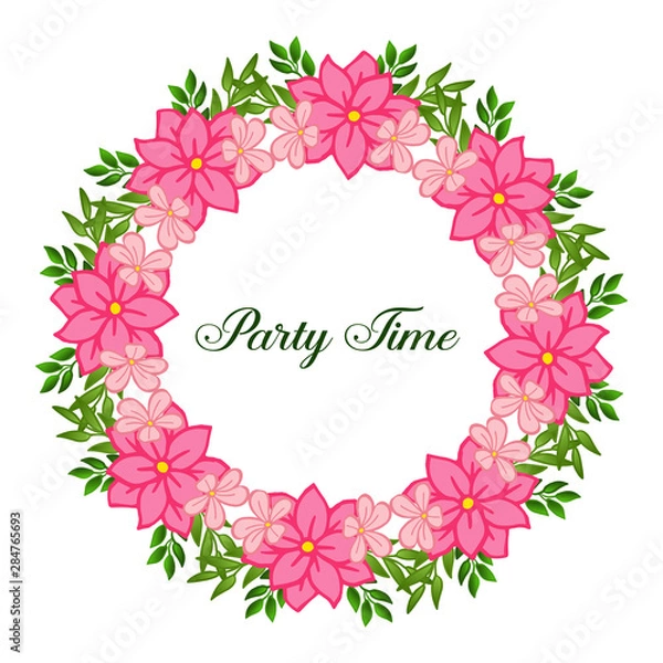 Fototapeta Beautiful pink wreath frame, for party time letter banner. Vector