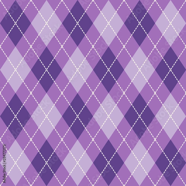 Obraz Purple  and  White Seamless Argyle Pattern Vector Background