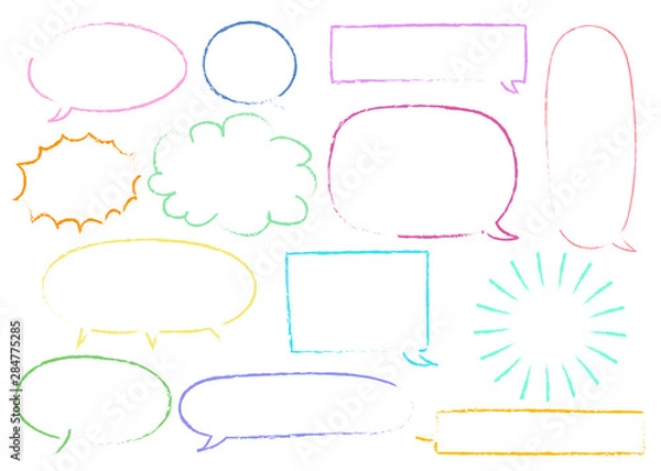 Fototapeta 吹き出し　手書き　カラフル　線