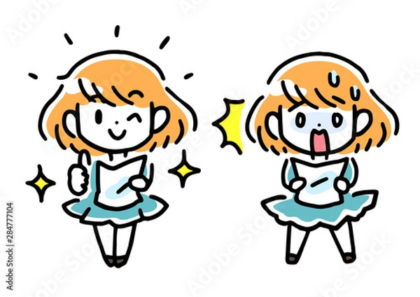 Obraz 喜んだりビックリしたりする学生さん