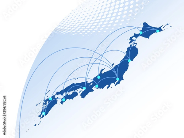 Obraz 日本経済　日本地図　日本ビジネス　ビジネスイメージ　地図　成長