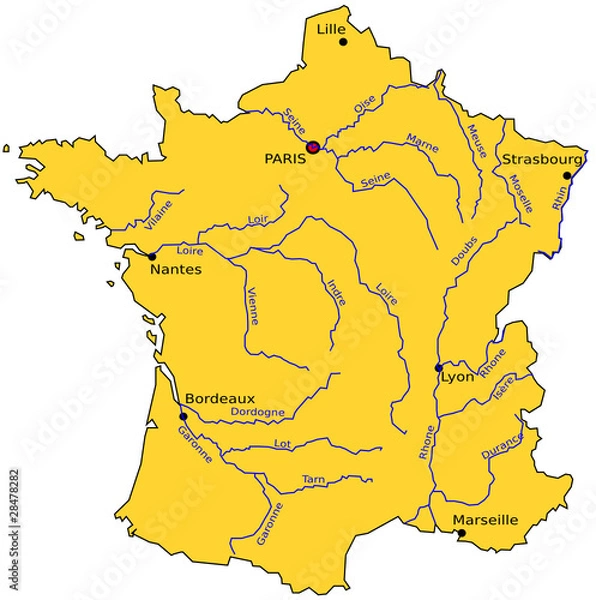 Obraz Carte des rivières de France
