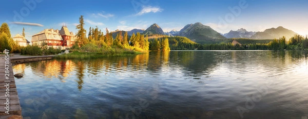 Fototapeta Slovakia mountain Tatras - Strbse pleso lake at sunrise