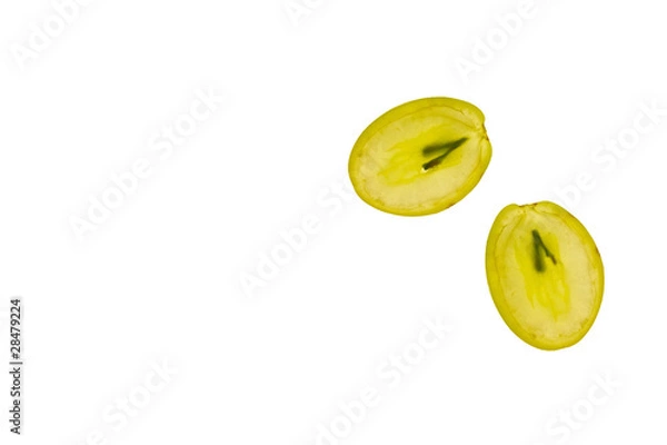 Fototapeta Sliced grapes on a white background