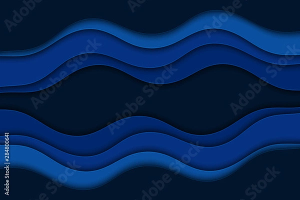 Fototapeta Background with blue waves. Abstract wavy blue paper background.