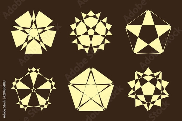 Fototapeta Different abstract geometric design element set. Vector illustration.