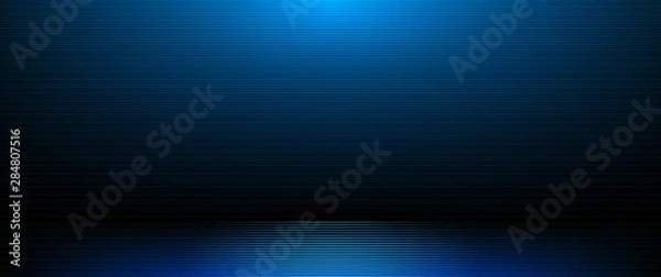 Obraz Illustration Abstract light stripes line pattern. Vector graphic design with blank, empty space on gradient blue color background. Futuristic digital technology for template or banner background