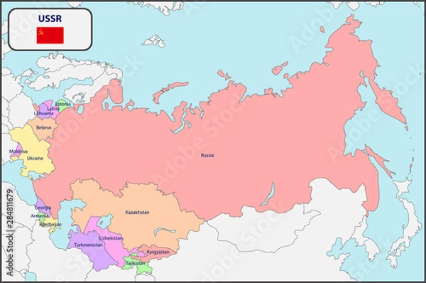 Obraz Mapa polityczna ZSRR z nazwami
