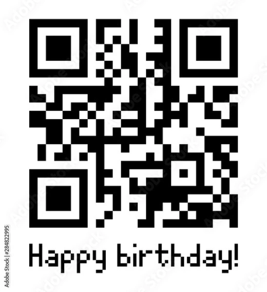 Fototapeta Qr code sample with text "Happy birthday!"