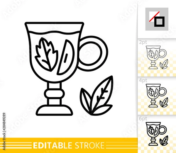 Obraz Tea mulled glass simple thin line vector icon