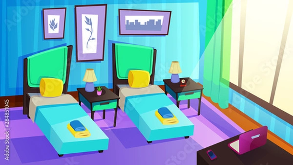 Fototapeta Luxury Resort Hotel Room Interior. Sunny Bedroom